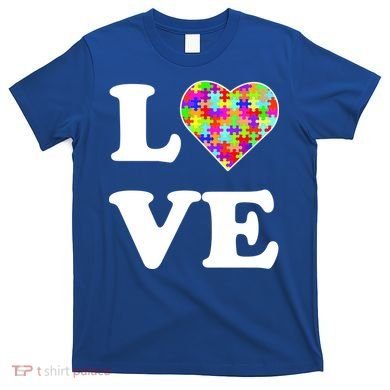 Autism Awareness Love Heart Puzzle Pieces T-Shirt