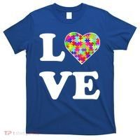 Autism Awareness Love Heart Puzzle Pieces T-Shirt thumb 0