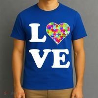 Autism Awareness Love Heart Puzzle Pieces T-Shirt thumb 3