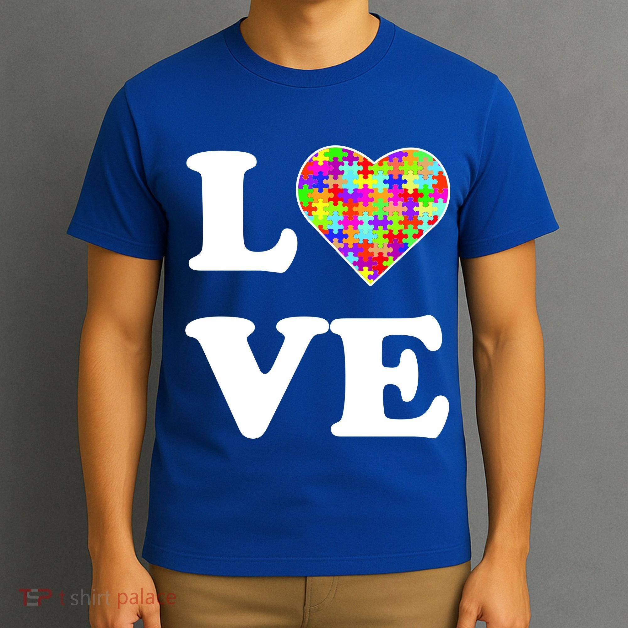 Autism Awareness Love Heart Puzzle Pieces T-Shirt