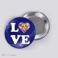 Autism Awareness Love Heart Puzzle Pieces Button thumb 0