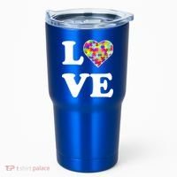 Autism Awareness Love Heart Puzzle Pieces Tumbler thumb 0