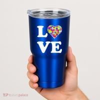 Autism Awareness Love Heart Puzzle Pieces Tumbler thumb 2