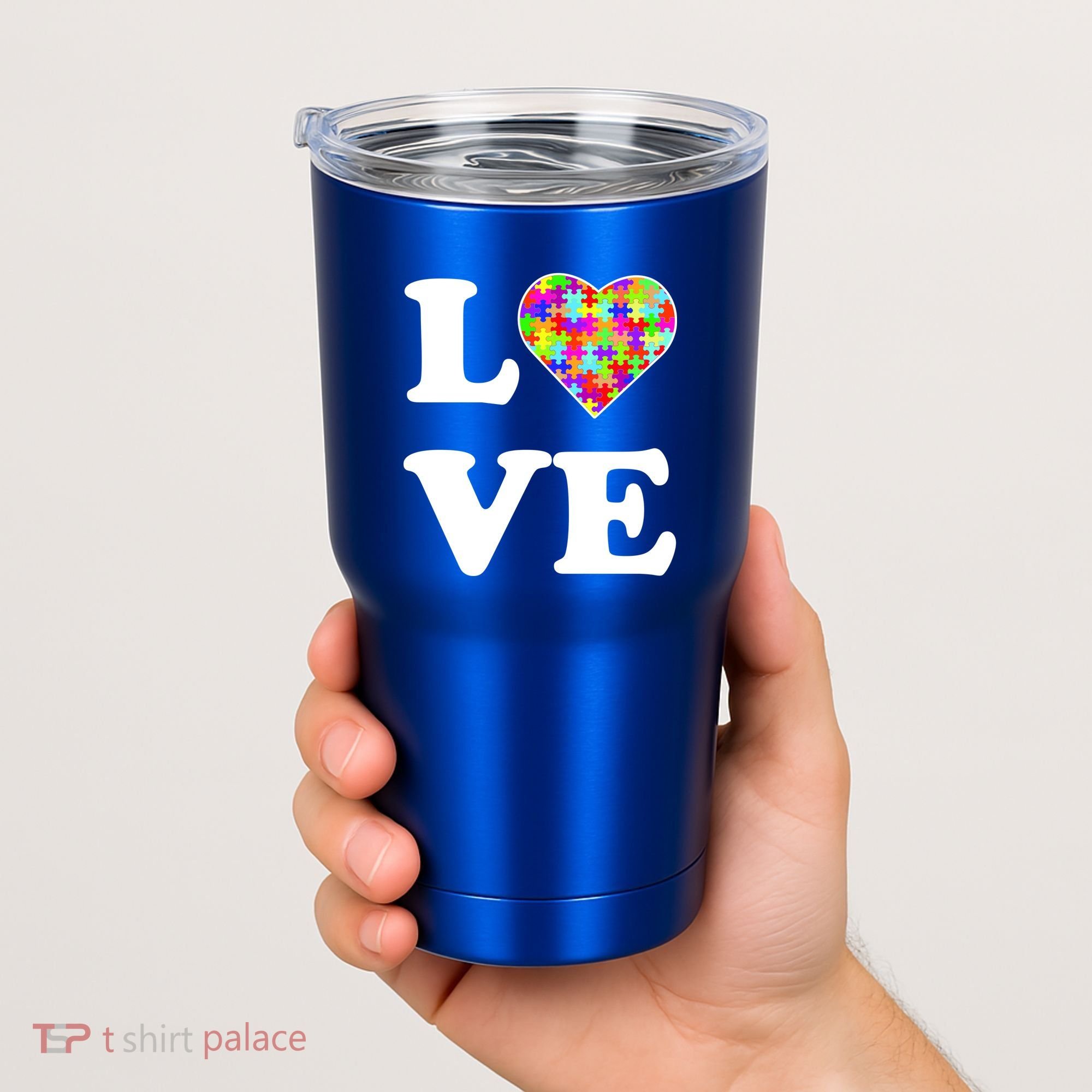 Autism Awareness Love Heart Puzzle Pieces Tumbler