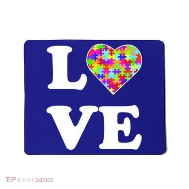 Autism Awareness Love Heart Puzzle Pieces Mousepad