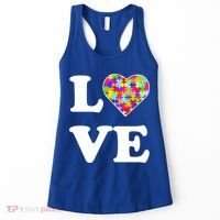 Autism Awareness Love Heart Puzzle Pieces Women's Tank Top thumb 0
