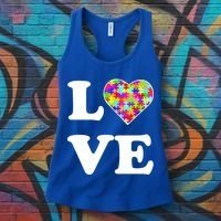 Autism Awareness Love Heart Puzzle Pieces Women's Tank Top thumb 3