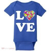 Autism Awareness Love Heart Puzzle Pieces Baby Bodysuit thumb 0