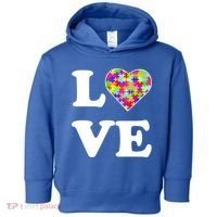 Autism Awareness Love Heart Puzzle Pieces Toddler Hoodie thumb 0