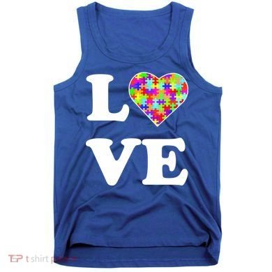 Autism Awareness Love Heart Puzzle Pieces Tank Top