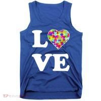 Autism Awareness Love Heart Puzzle Pieces Tank Top thumb 0
