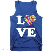 Autism Awareness Love Heart Puzzle Pieces Tank Top thumb 0