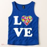 Autism Awareness Love Heart Puzzle Pieces Tank Top thumb 2