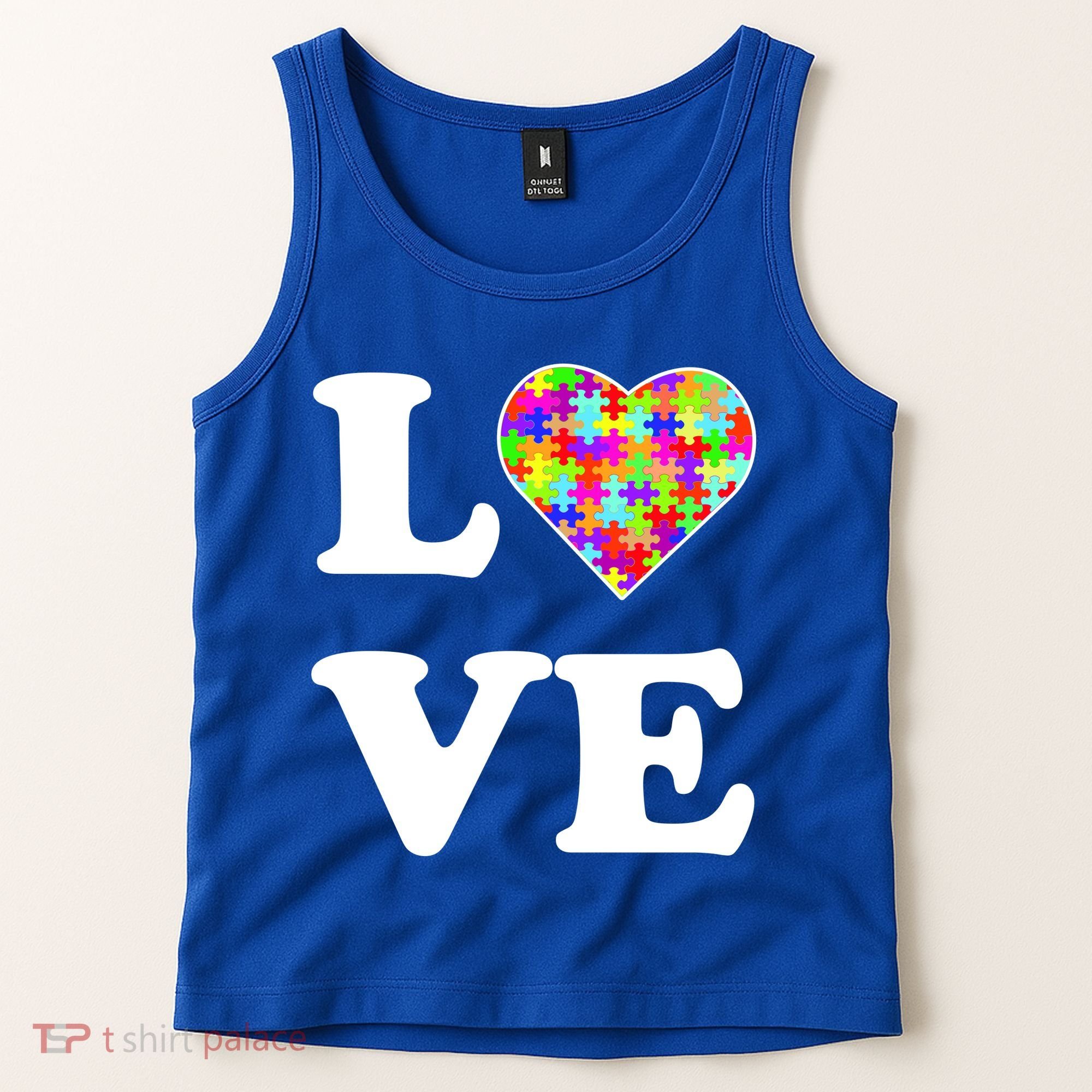 Autism Awareness Love Heart Puzzle Pieces Tank Top