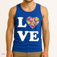 Autism Awareness Love Heart Puzzle Pieces Tank Top thumb 3