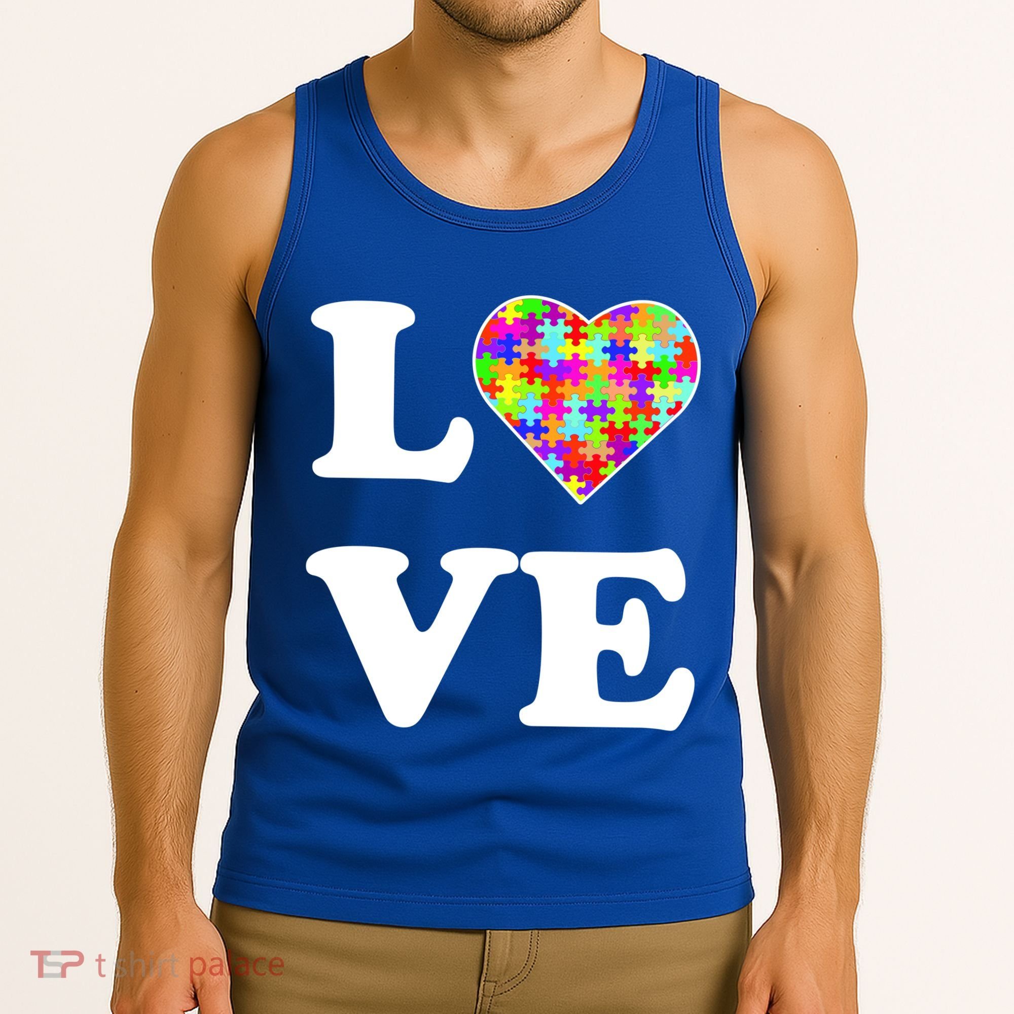 Autism Awareness Love Heart Puzzle Pieces Tank Top