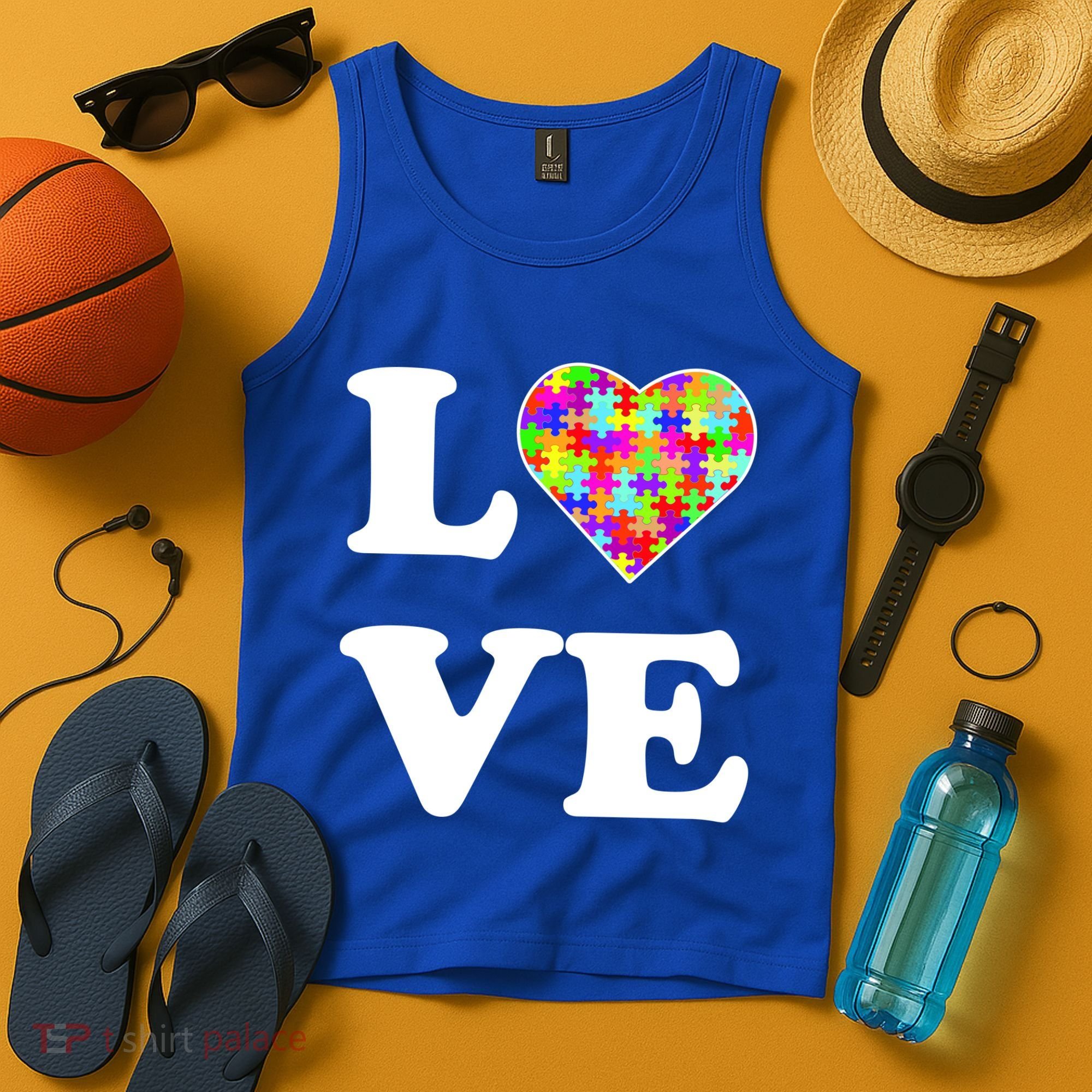 Autism Awareness Love Heart Puzzle Pieces Tank Top