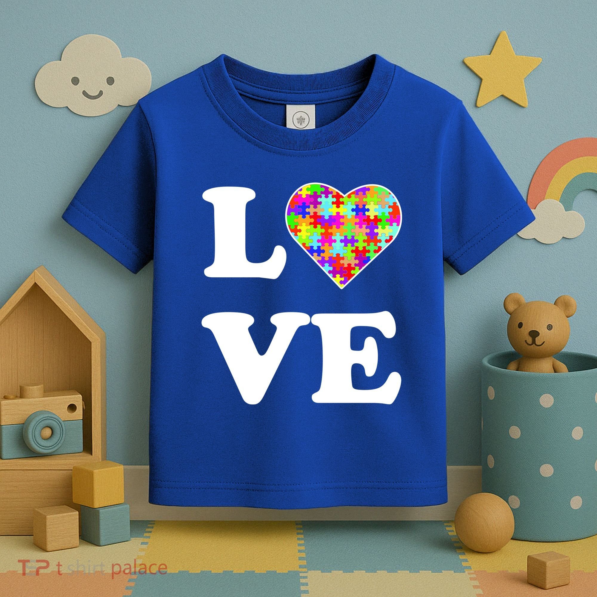 Autism Awareness Love Heart Puzzle Pieces Toddler T-Shirt