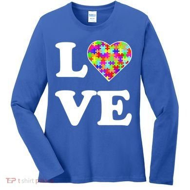 Autism Awareness Love Heart Puzzle Pieces Women's Long Sleeve Shirt