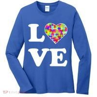 Autism Awareness Love Heart Puzzle Pieces Women's Long Sleeve Shirt thumb 0