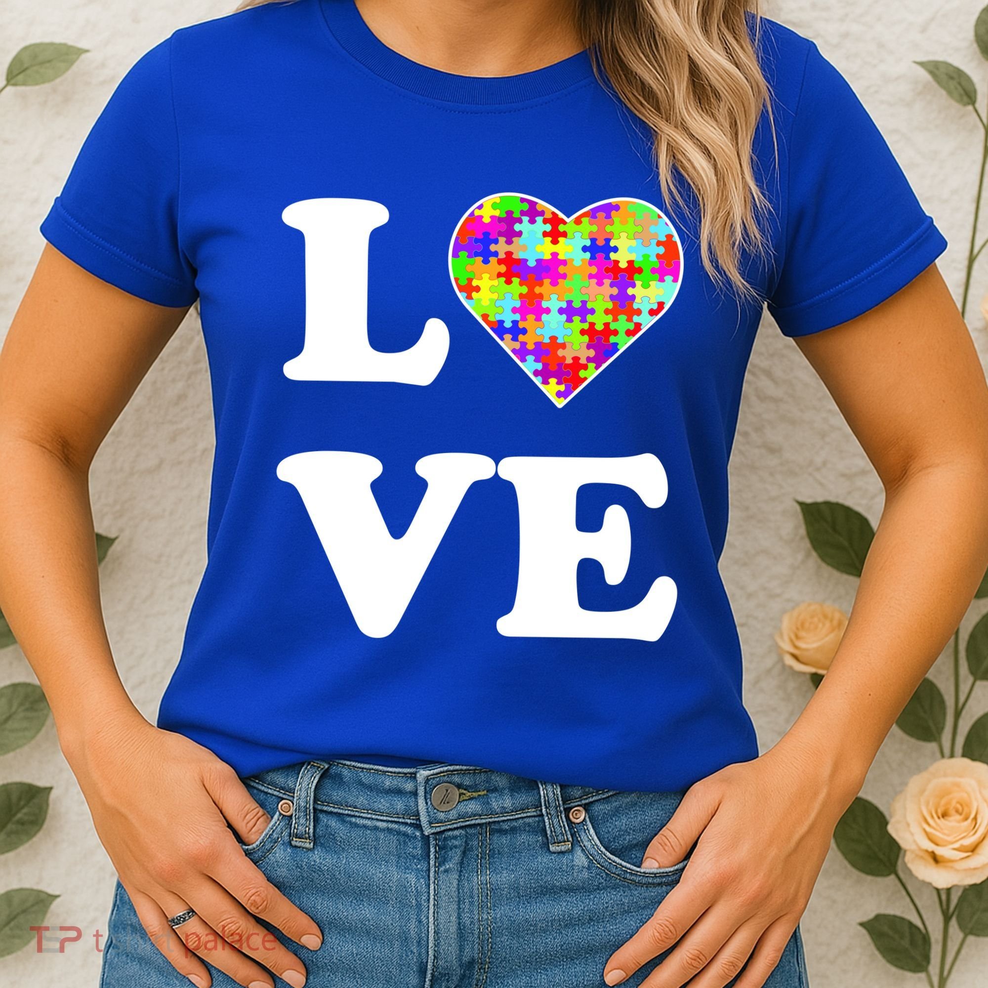 Autism Awareness Love Heart Puzzle Pieces Women's T-Shirt