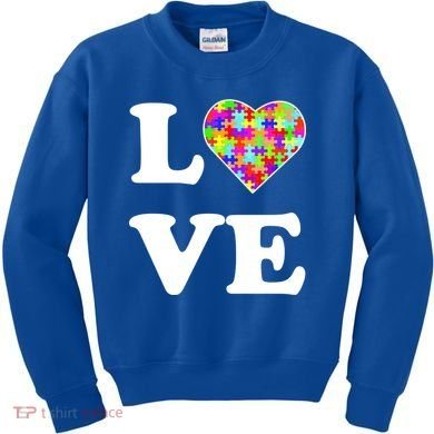 Autism Awareness Love Heart Puzzle Pieces Kids Sweatshirt