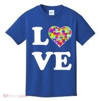 Autism Awareness Love Heart Puzzle Pieces Kids T-Shirt thumb 0
