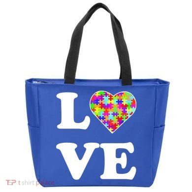 Autism Awareness Love Heart Puzzle Pieces Tote Bag