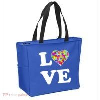 Autism Awareness Love Heart Puzzle Pieces Tote Bag thumb 2