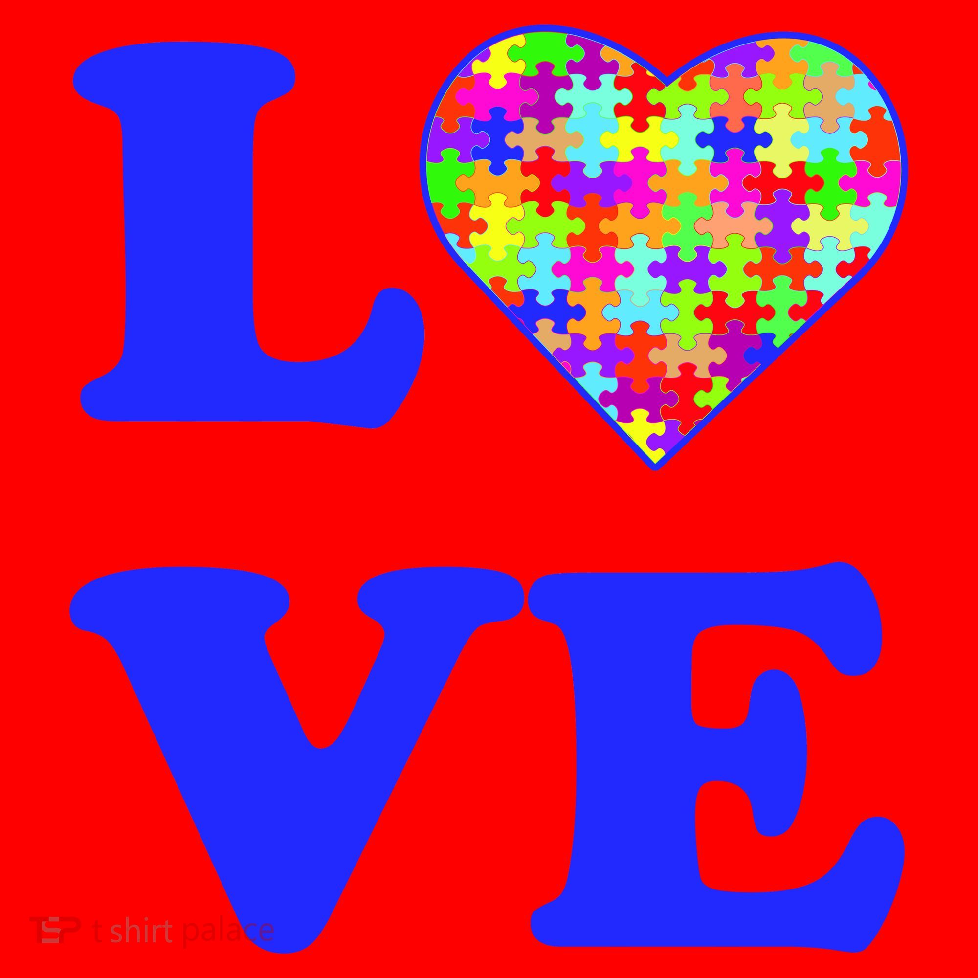 Autism Awareness Love Heart Puzzle Pieces Santa Hat