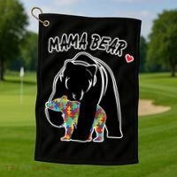 Autism Awareness Moma Bear Golf Towel thumb 1