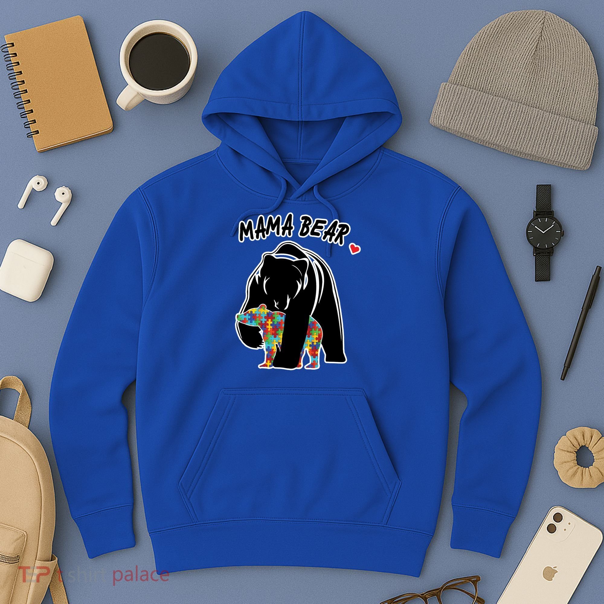 Autism Awareness Moma Bear Hoodie