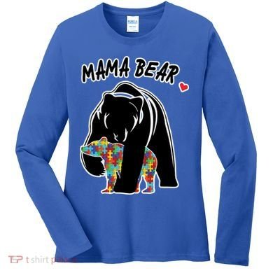 Autism Awareness Moma Bear Women's Long Sleeve Shirt