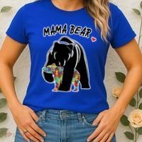 Autism Awareness Moma Bear Women's T-Shirt thumb 2