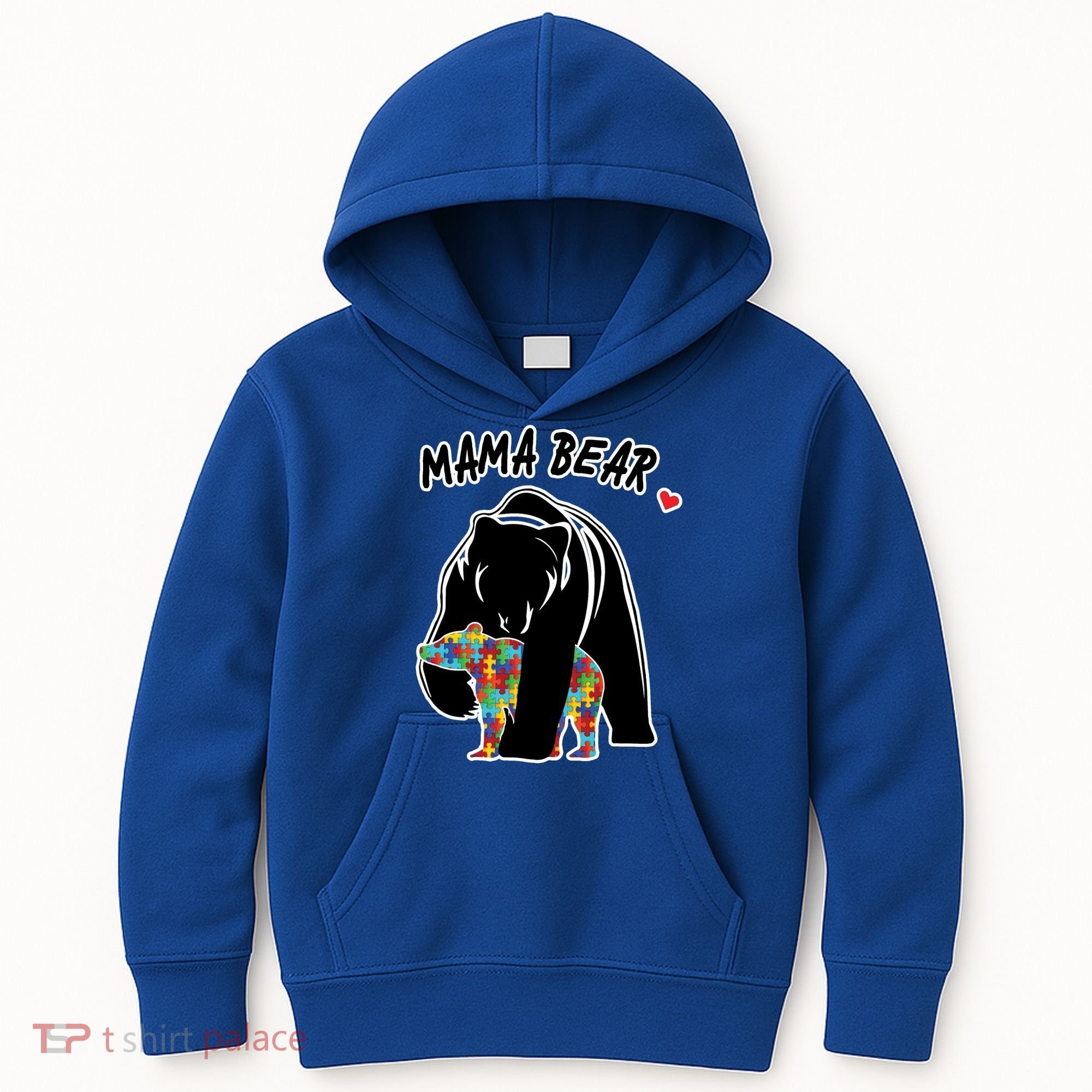 Autism Awareness Moma Bear Kids Hoodie