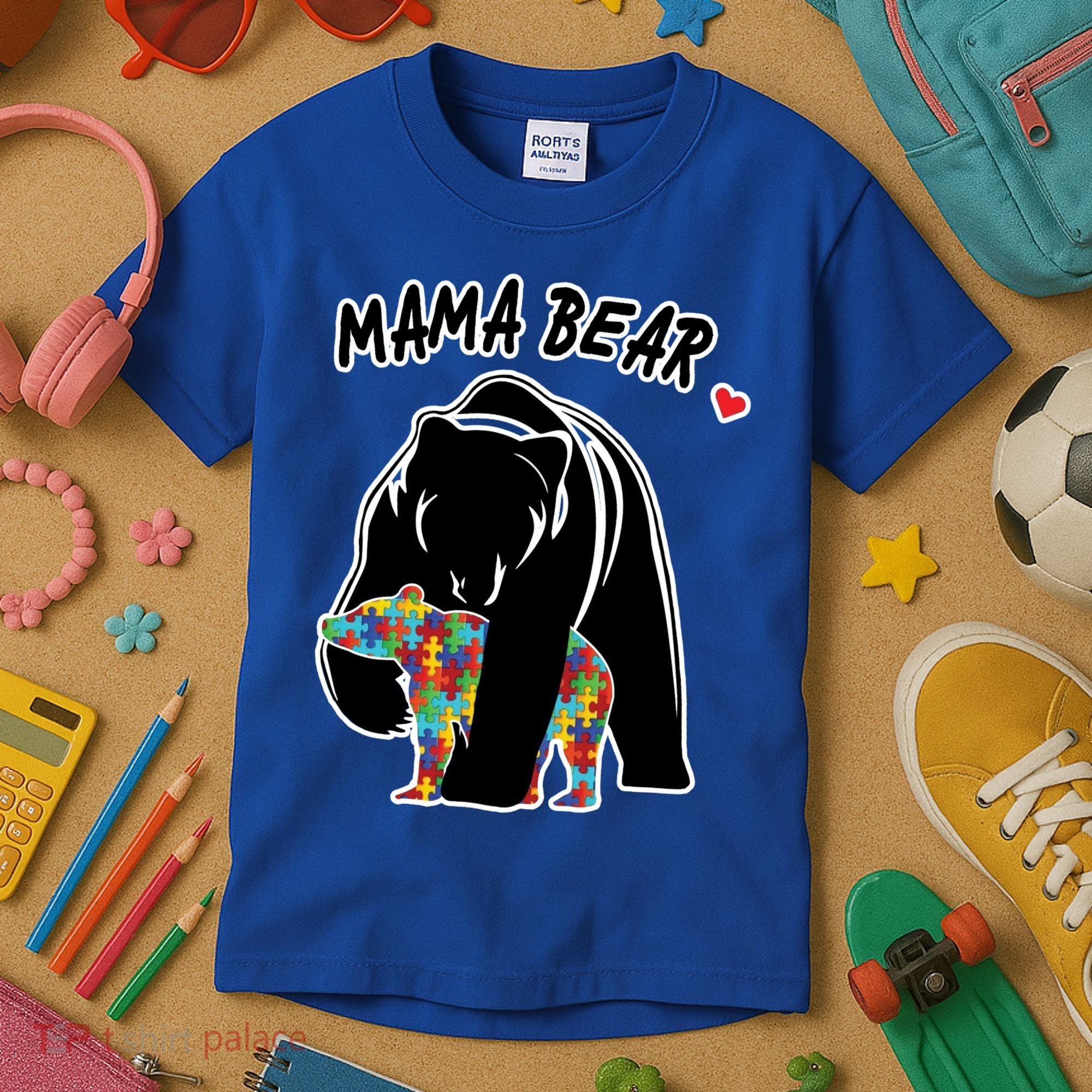 Autism Awareness Moma Bear Kids T-Shirt