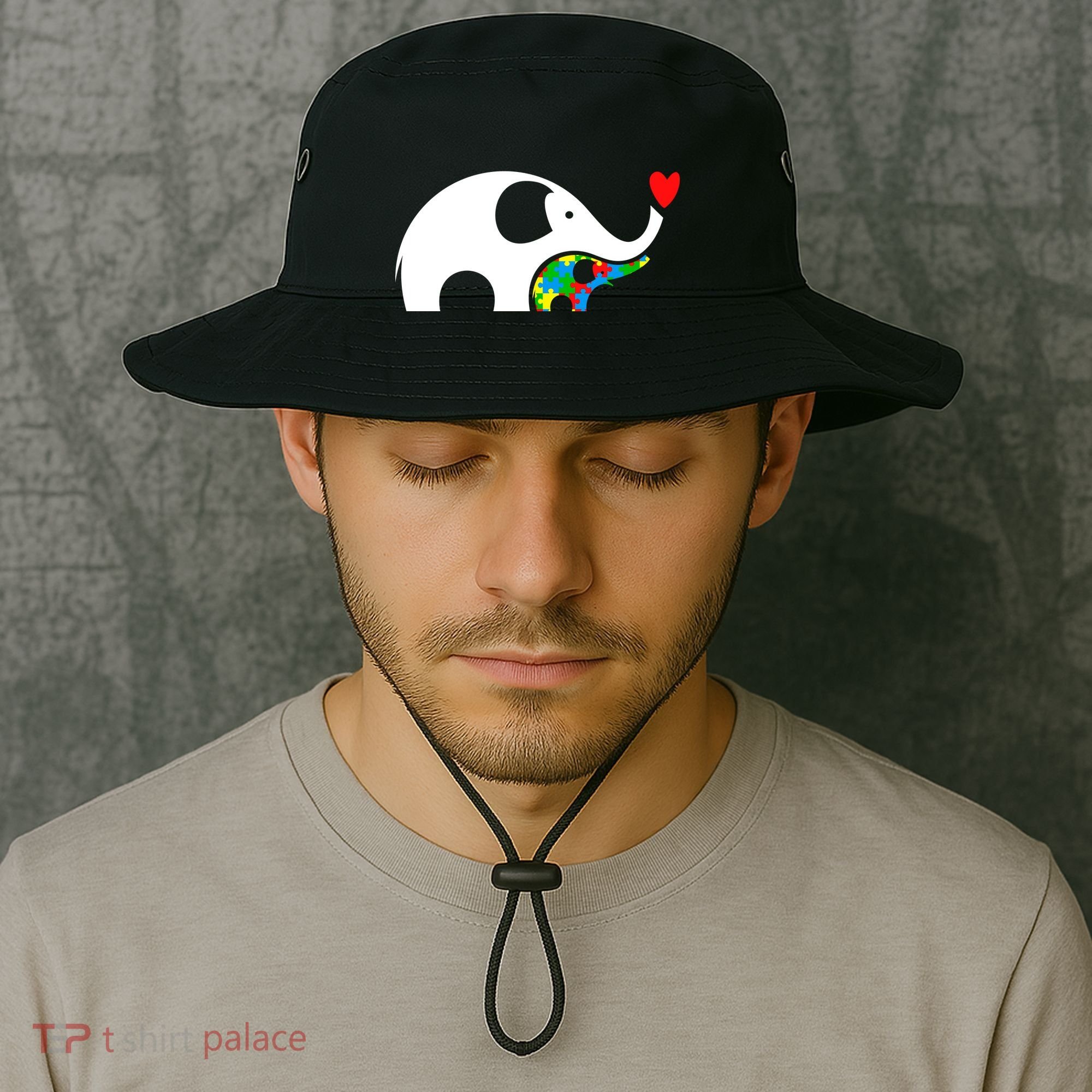 Autism Awareness Mother Baby Elephant  Bucket Hat