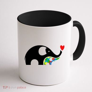 Autism Awareness Mother Baby Elephant  Coffee Mug back