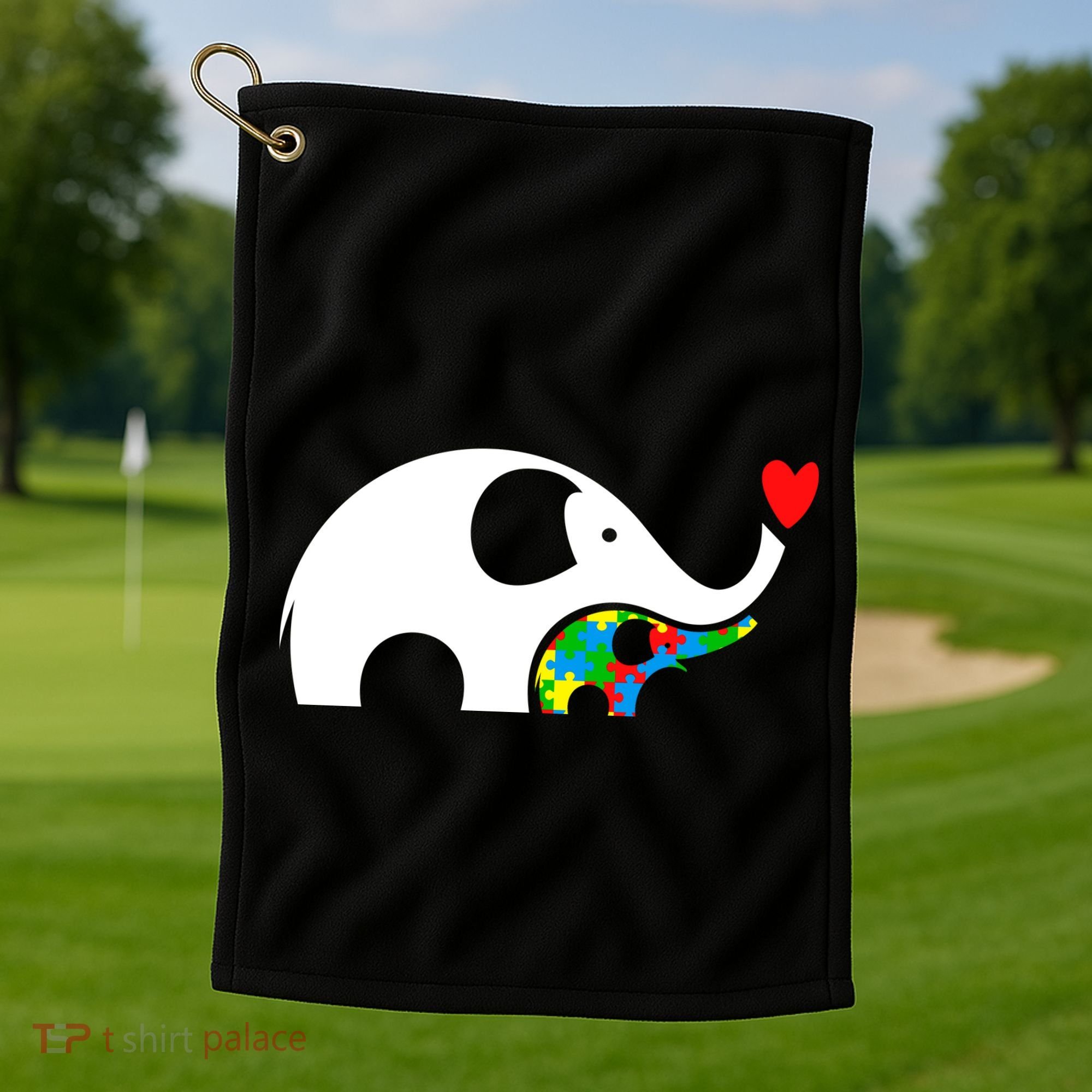 Autism Awareness Mother Baby Elephant  Golf Towel