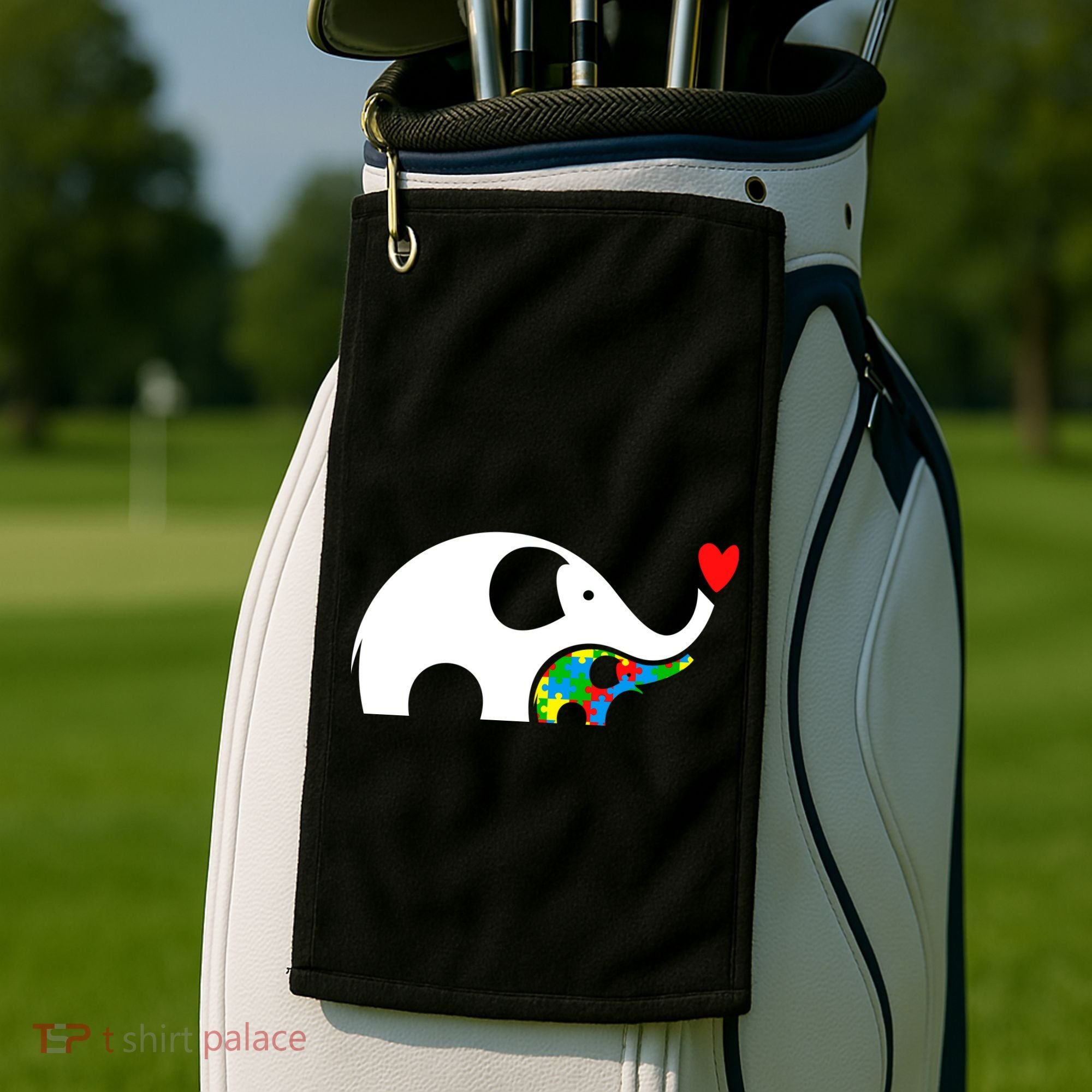 Autism Awareness Mother Baby Elephant  Golf Towel