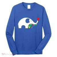 Autism Awareness Mother Baby Elephant  Long Sleeve Shirt thumb 0