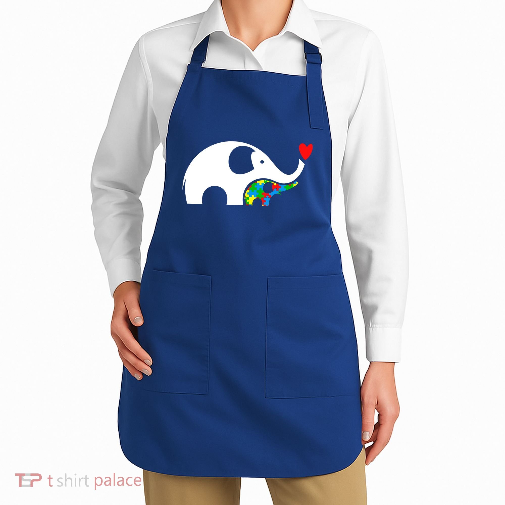 Autism Awareness Mother Baby Elephant  Apron