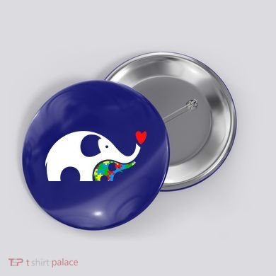 Autism Awareness Mother Baby Elephant  Button