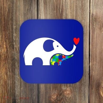 Autism Awareness Mother Baby Elephant  Coaster
