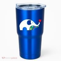 Autism Awareness Mother Baby Elephant  Tumbler thumb 0