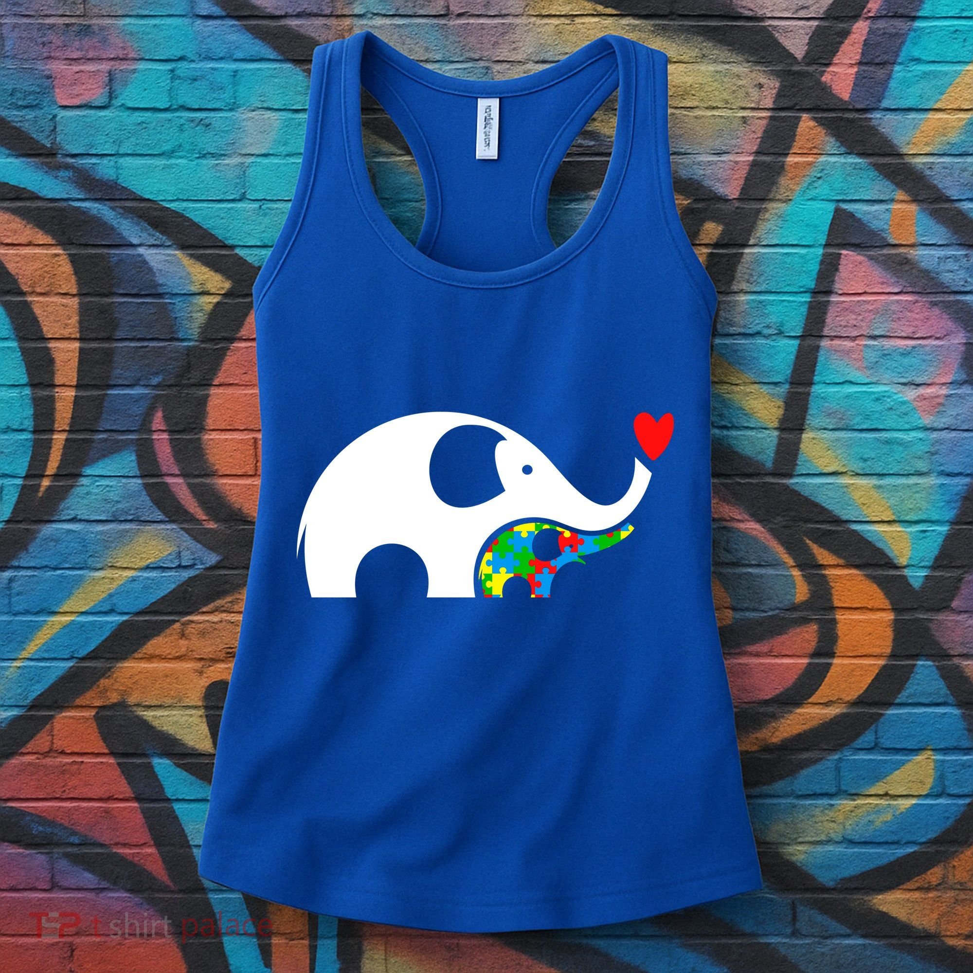 Autism Awareness Mother Baby Elephant  Women's Tank Top