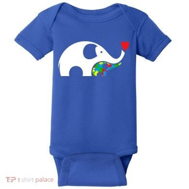 Autism Awareness Mother Baby Elephant  Baby Bodysuit