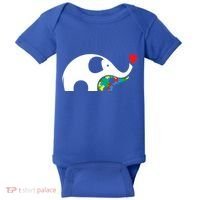 Autism Awareness Mother Baby Elephant  Baby Bodysuit thumb 0