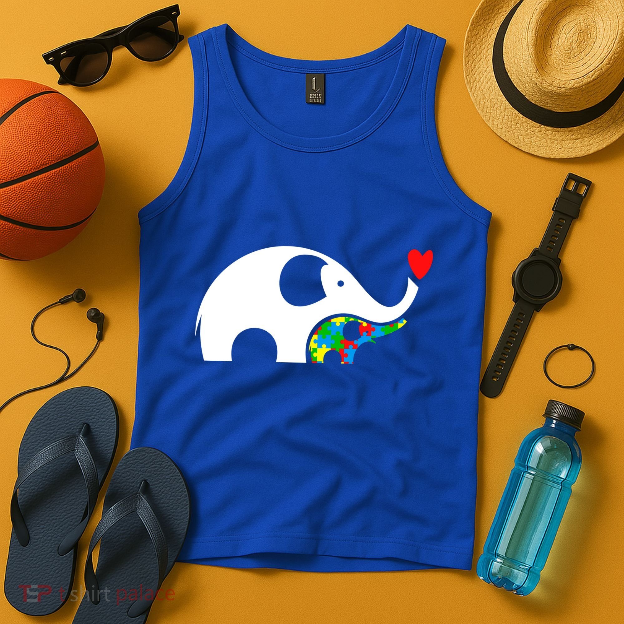 Autism Awareness Mother Baby Elephant  Tank Top