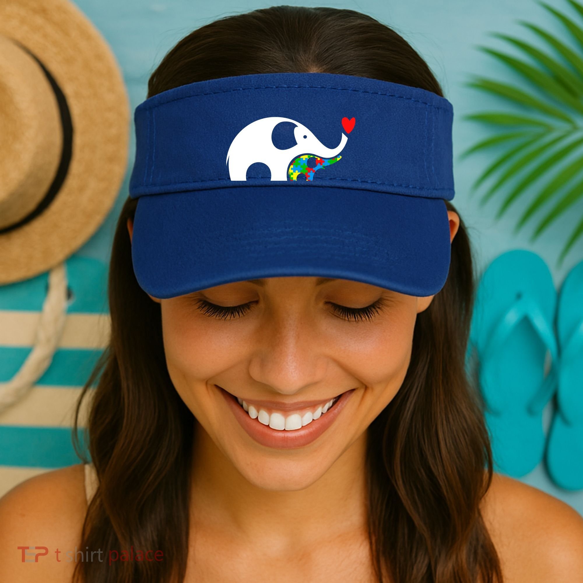 Autism Awareness Mother Baby Elephant  Visor